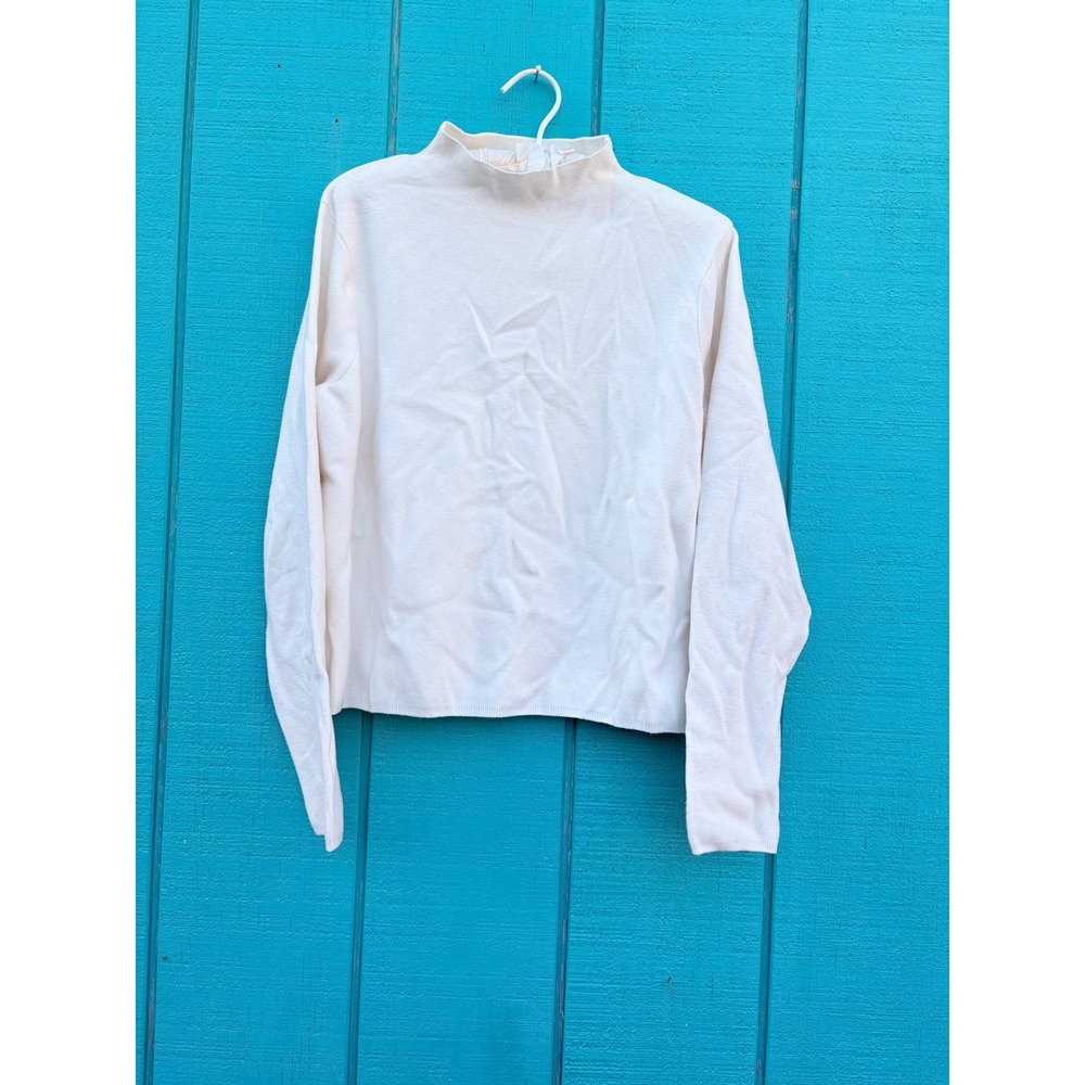 MNG Mango Womens White Mock Neck Long Sleeve Fine Knit Sweater Size M - Picture 3 of 8